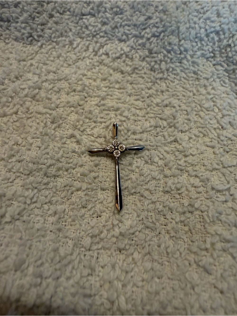 SterlingSilver Cross Pendant with Center Diamond accents